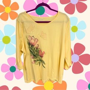 Vintage Breckenridge yellow sequined butterfly top NWT